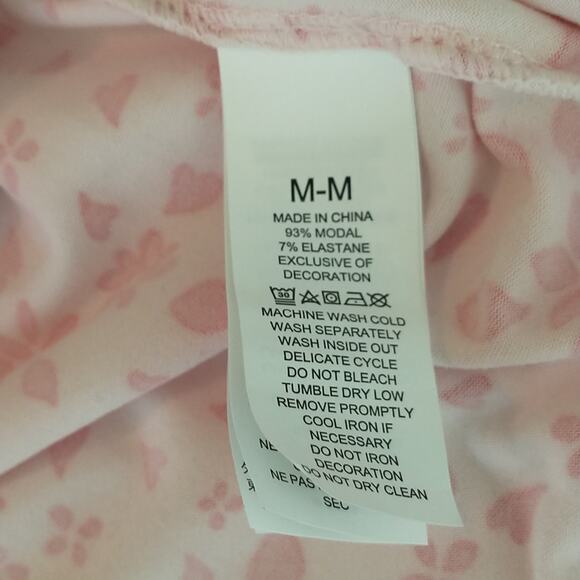 Kate Spade Modal Pajama Top Wmn's Sz M 3/4 Sleeve button Up Pink red Heart s - Picture 10 of 11